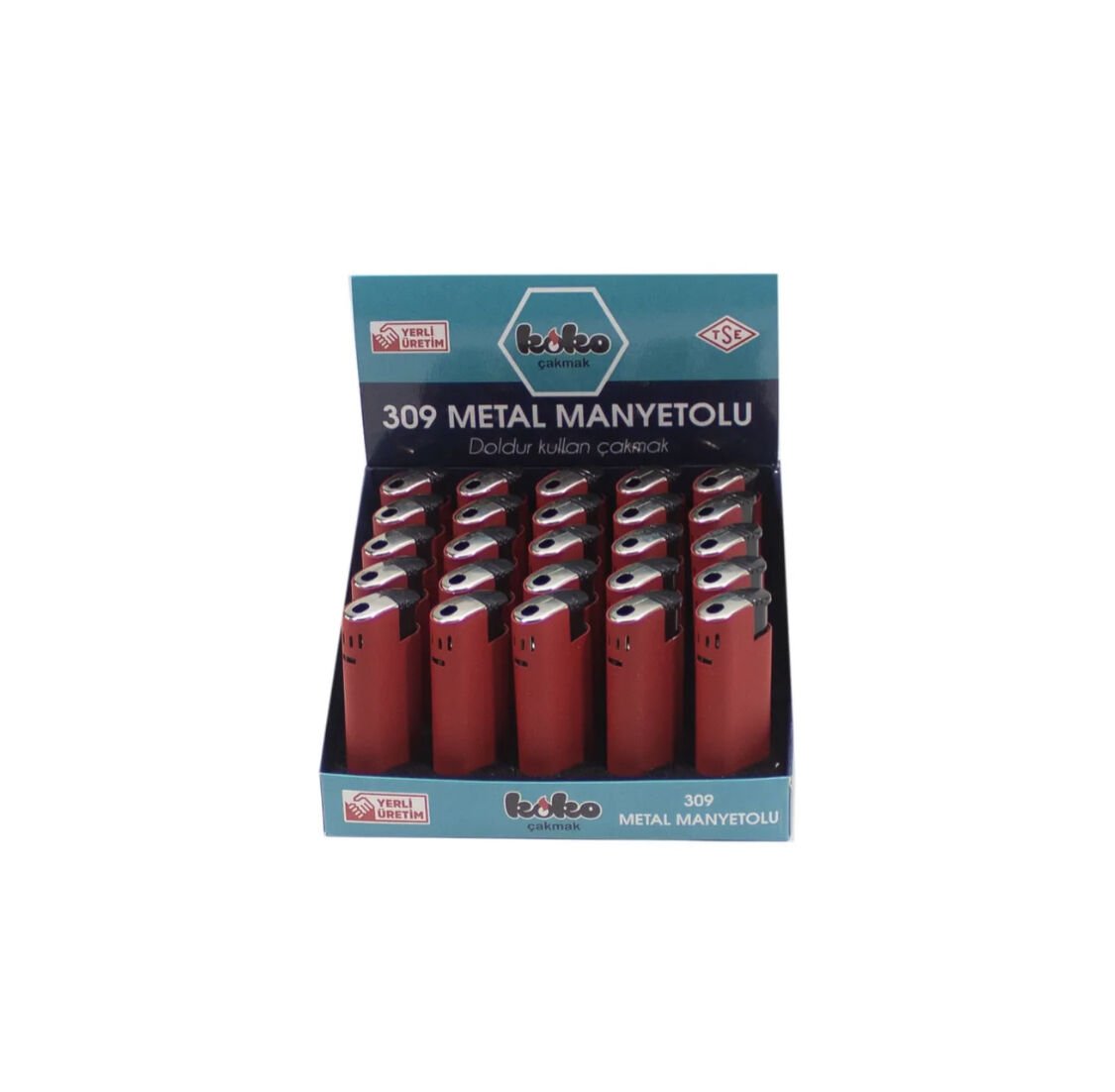 Toptan Çakmak 309 Metal Manyetolu Çakmak 25'li