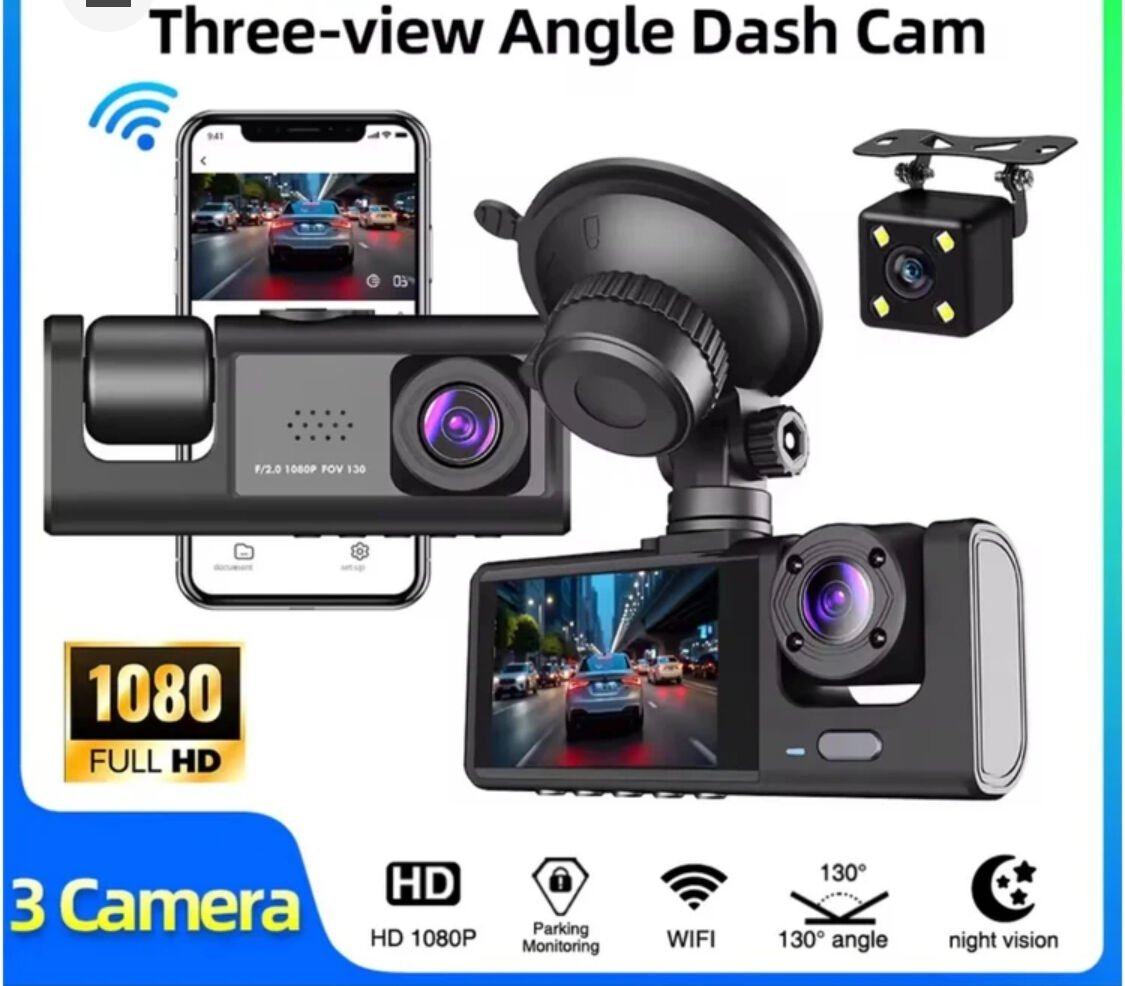 Toptan 3 Kameralı Araba İçi Kamera Seti Ön Kamera Araç İçi Arka Görüş Kamera 2.4inç