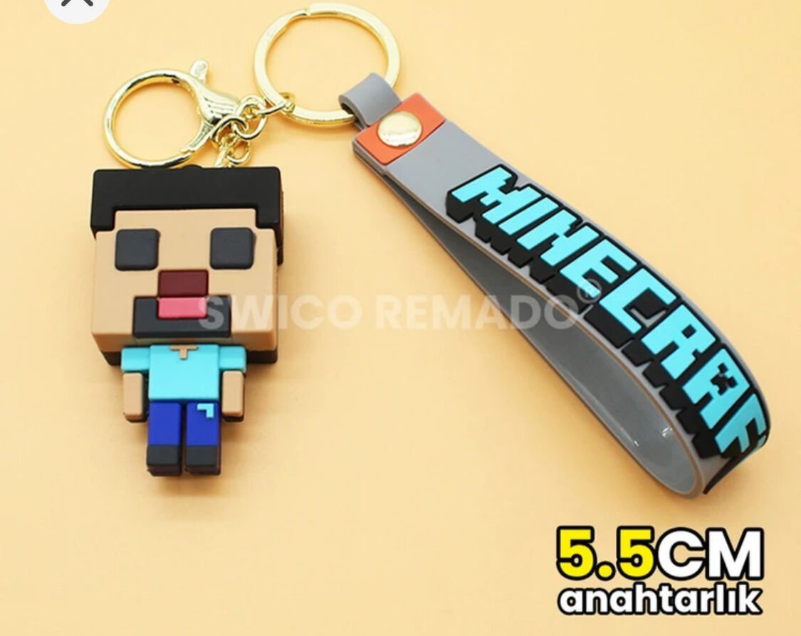 Toptan 12 adet Sevimli Çizgi Minecraft Anahtarlıklar