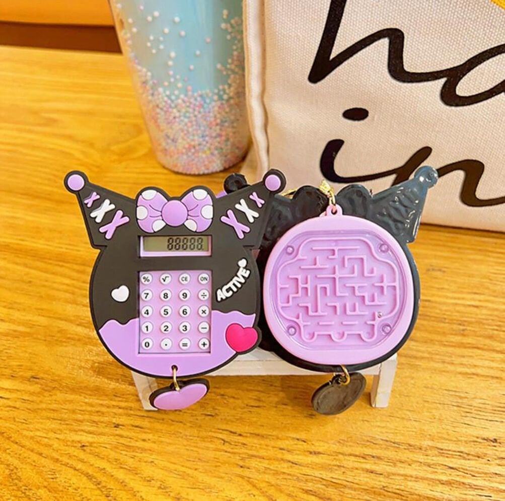 Toptan 12 adet Mini hesap taşınabilir Kuromi  el cep hesap sessiz sevimli labirent anahtarlık