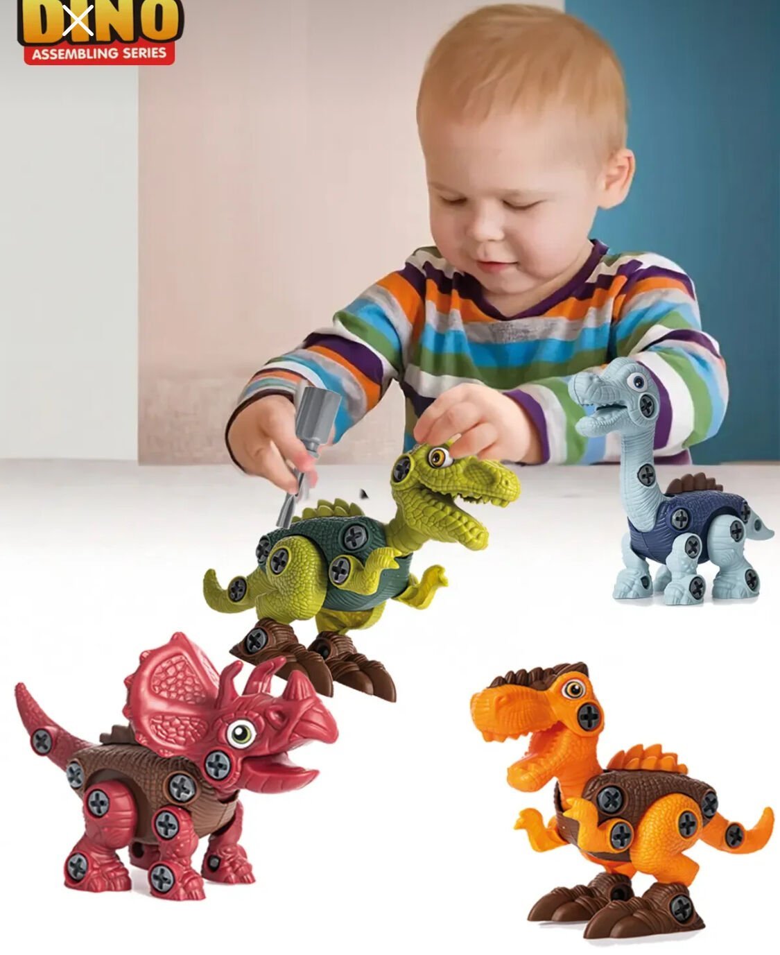 Toptan Oyuncak 2li Söktak Vidalı  Dinozor Seti
