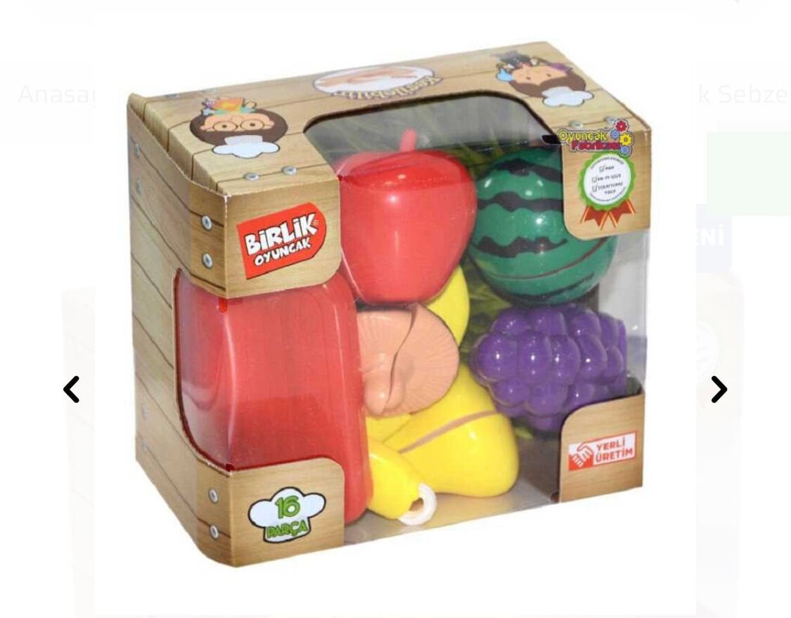 Toptan Oyuncak 16 Parça  Kesilebilen Meyve ve Sebzeler