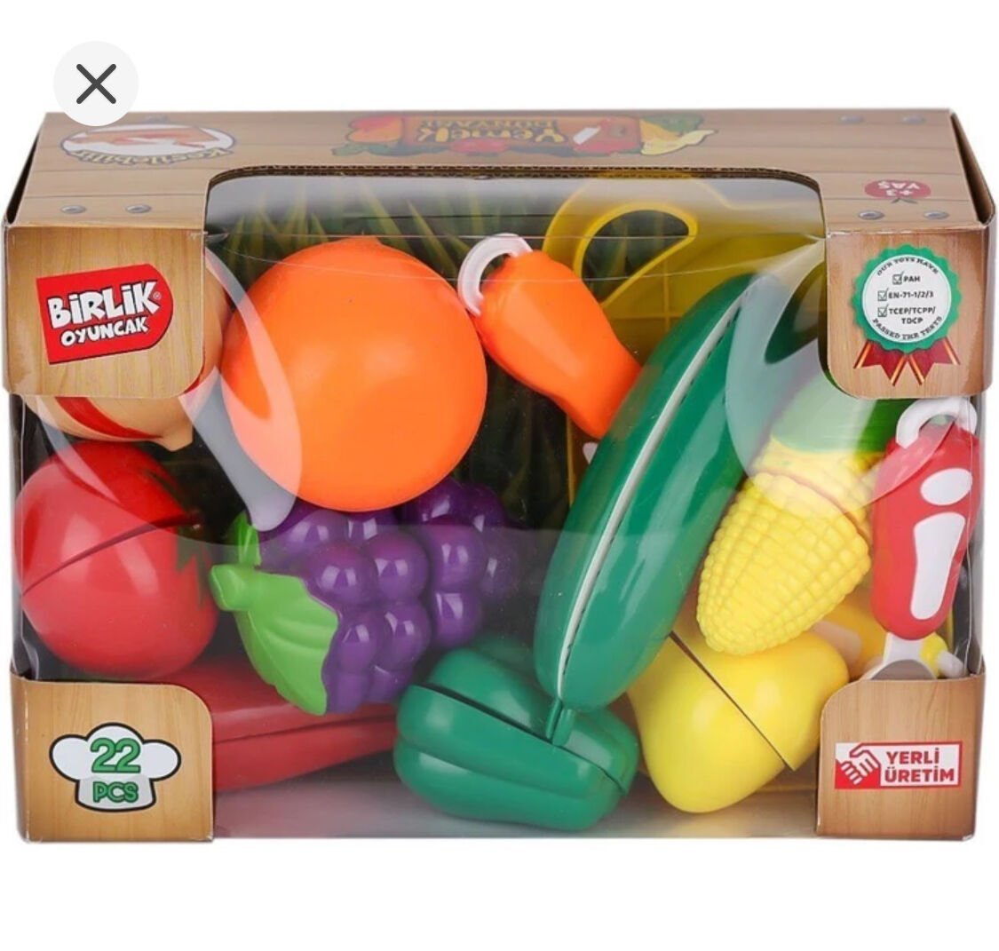Toptan Oyuncak 22 Parça  Kesilebilen Meyve ve Sebzeler
