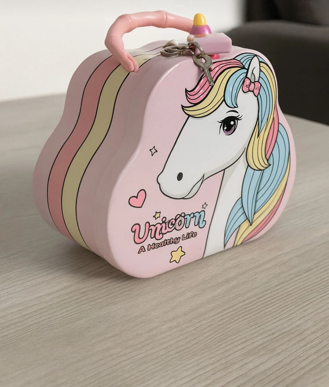 Toptan Unicorn Desenli Metal Kilitli Kumbara
