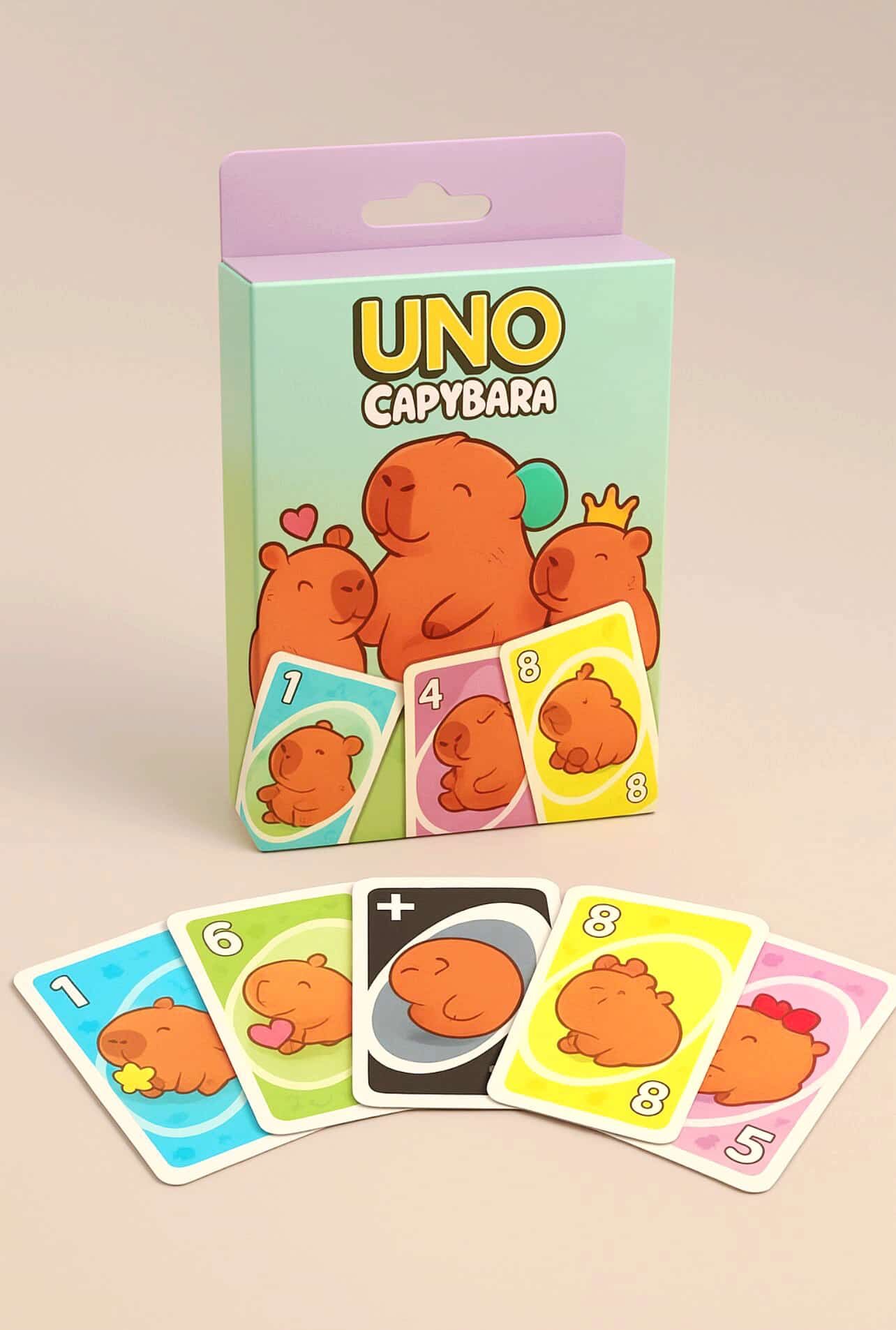 Toptan 12 adet  uno capybara oyun kartları