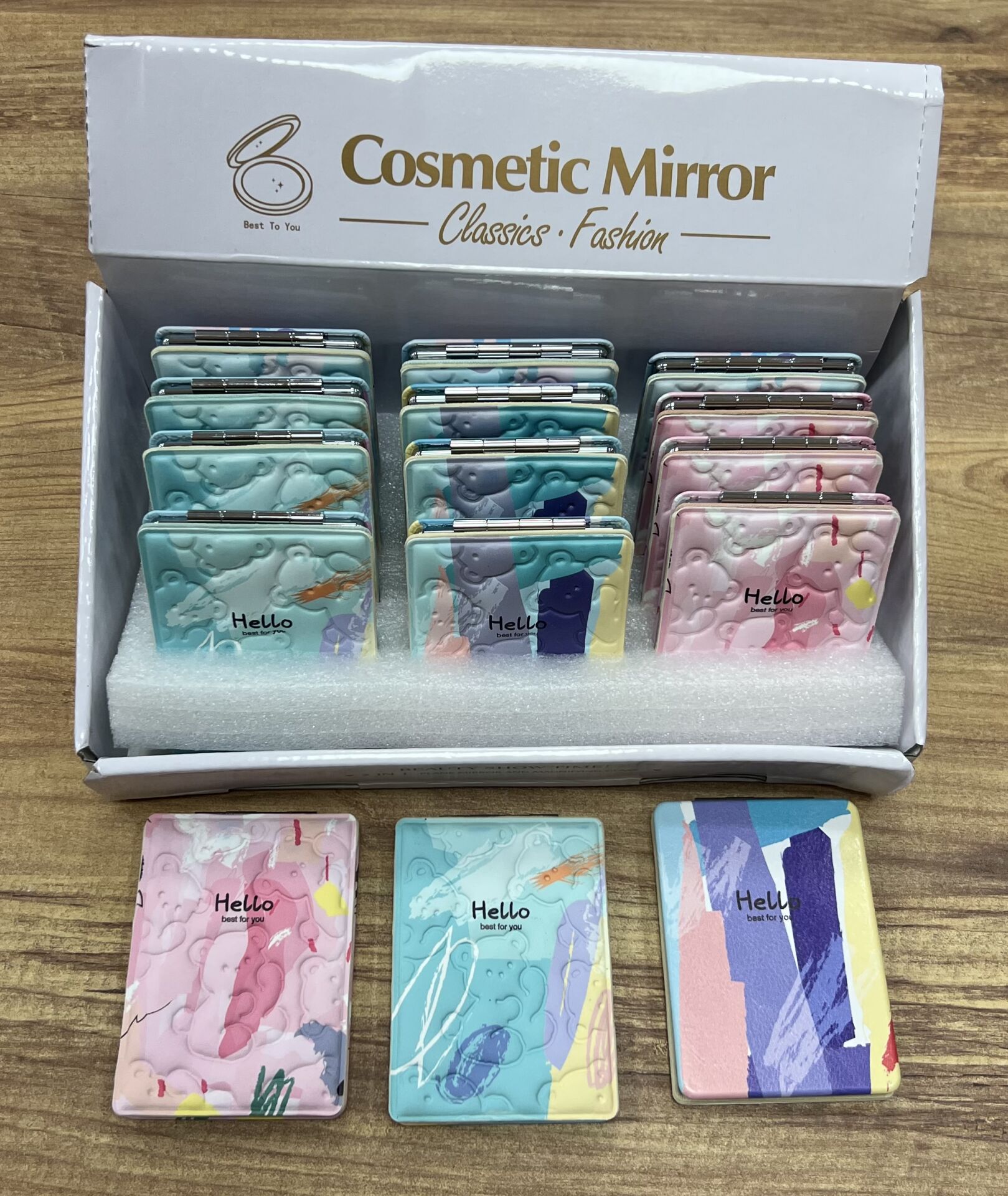 Toptan 12 Adet Cep Aynası Dikdörtgen Cep Çanta Makyaj Aynası