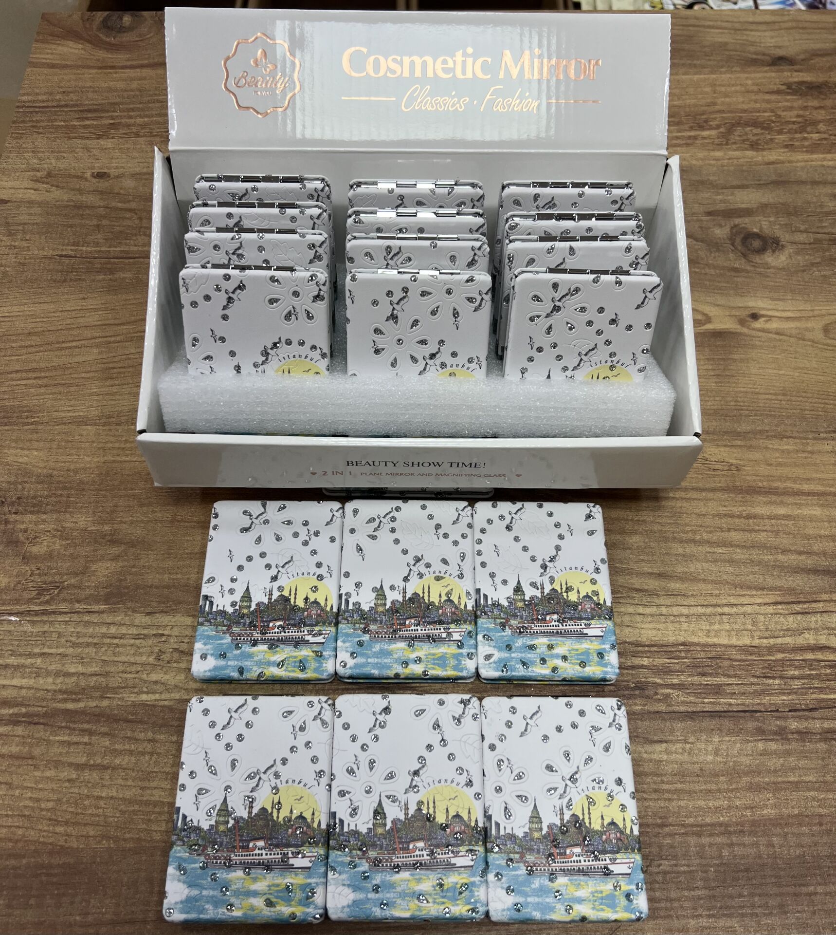 Toptan 12 Adet Cep Aynası Dikdörtgen Cep Çanta Makyaj Aynası