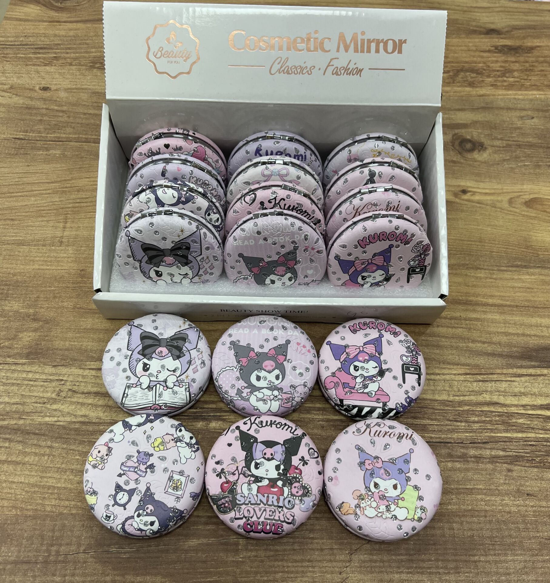 Toptan 12 Adet Kuromi Cep Aynası Oval  Cep Çanta Makyaj Aynası