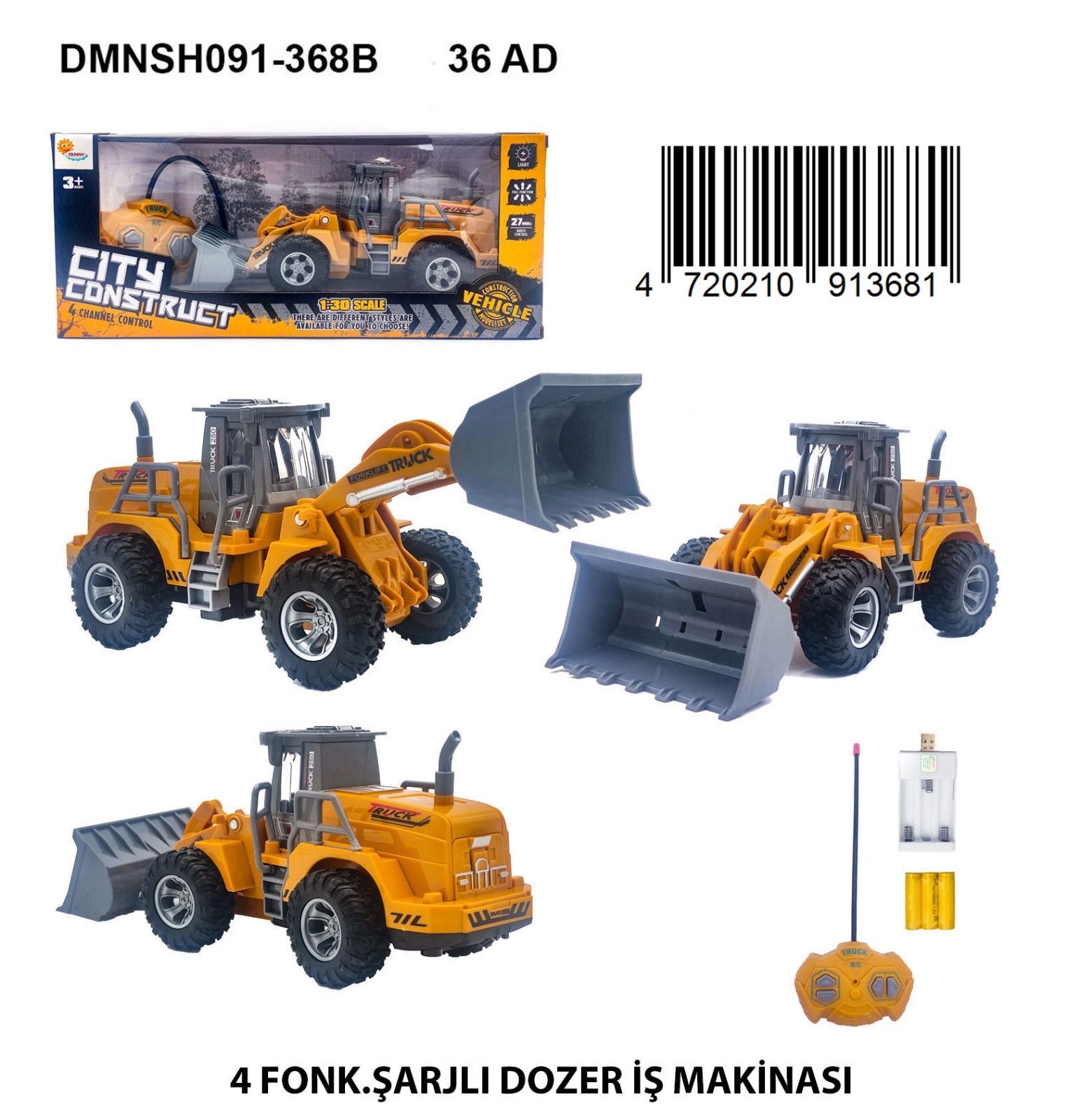 Oyuncak Dozer Uzaktan Kumandalı Işıklı Şarjlı Full Fonksiyon