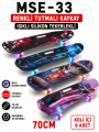 Işıklı Tekerlekli Çocuk Kaykayı 70 Cm Tutmalı Desenli Skateboard Spor Araba Desenli