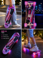 Işıklı Tekerlekli Çocuk Kaykayı 70 Cm Tutmalı Desenli Skateboard Spor Araba Desenli