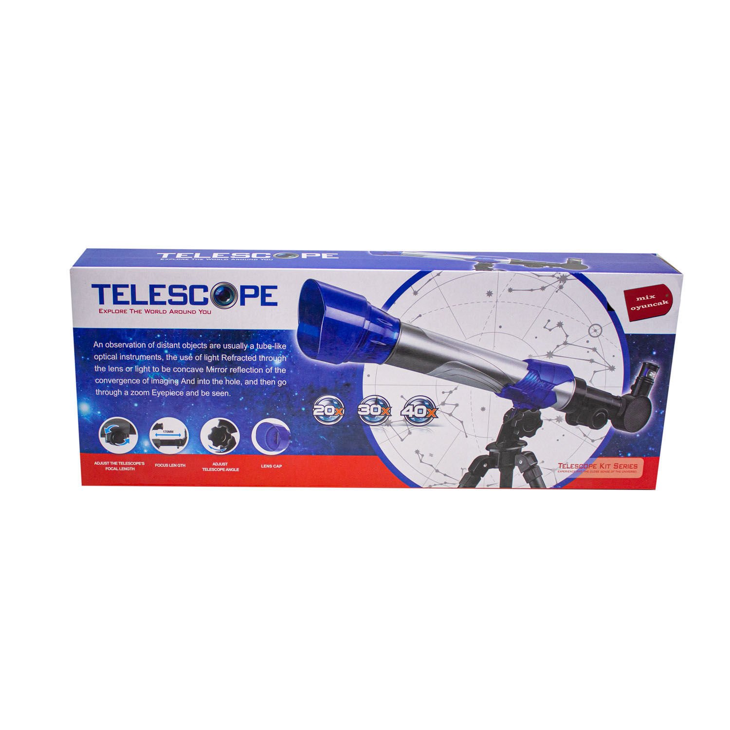 Oyuncak Teleskop Tripotlu Değiştirilebilir 3 Lensli Gerçekçi Set