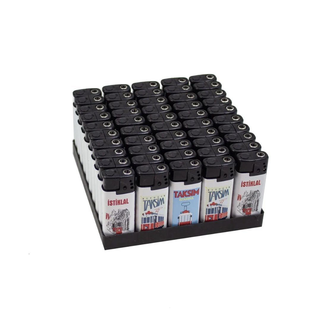 Toptan 50 adet  Çakmak Turbo 1800 Istanbul Rüzgarda Sönmeyen Çakmak 50'li