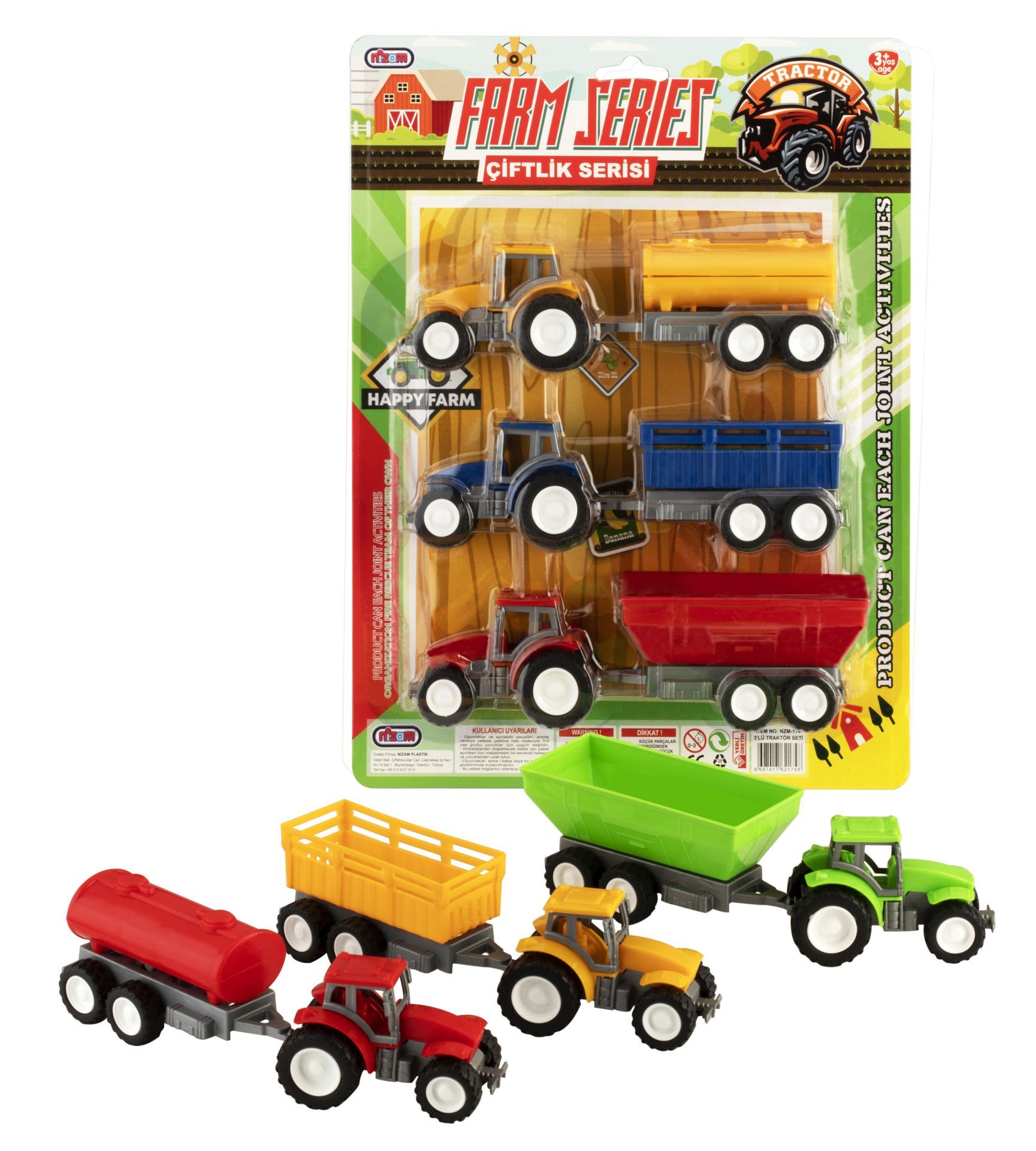 Toptan Oyuncak Traktör Römork Set 3 Lü Tarım Set