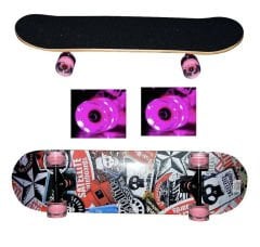 Toptan Zımparalı Ahşap Işıklı Slikon Teker Kaykay 80 Cm