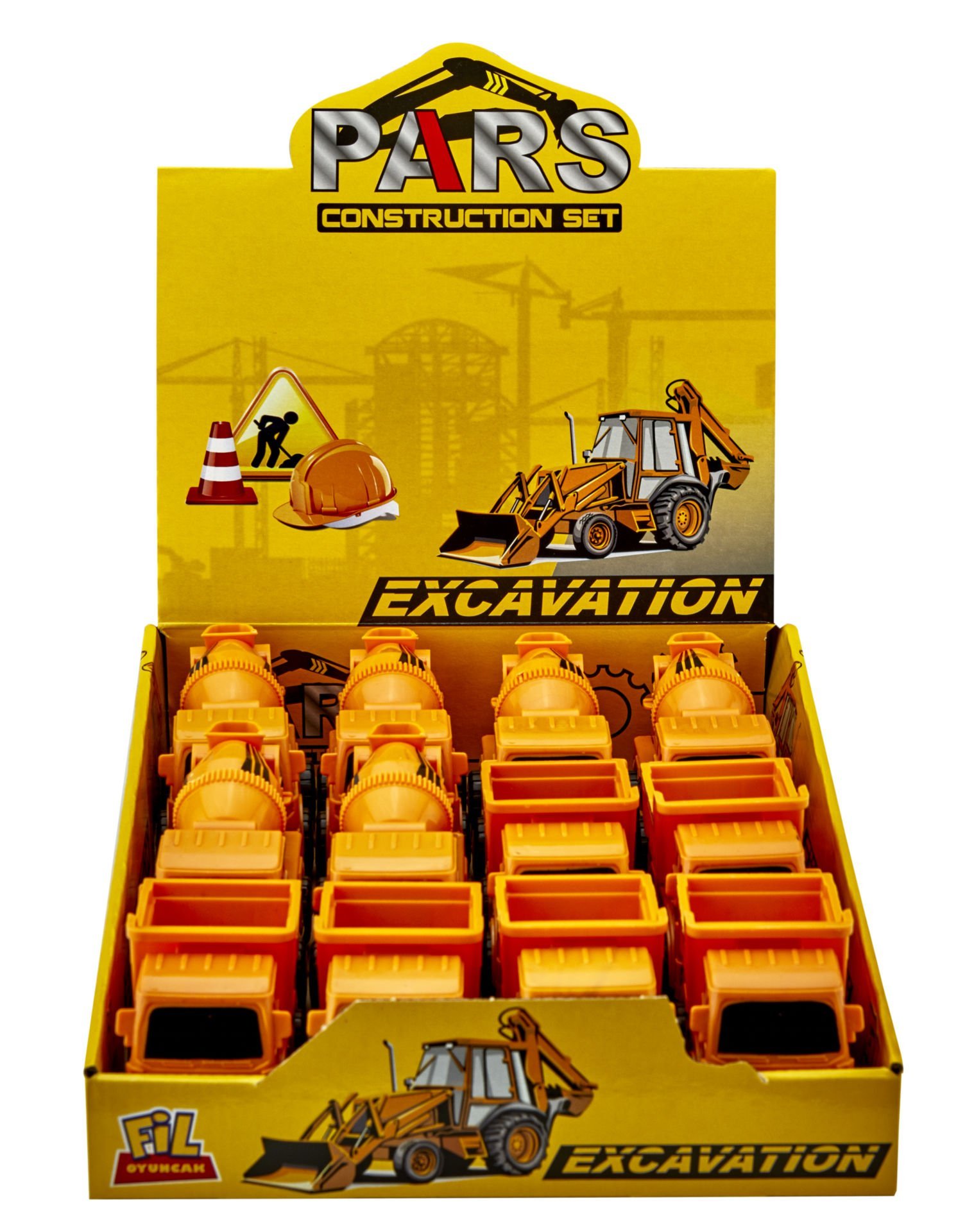 Toptan 12 Adet İnşaat Seti Mini Kamyon Mikser Kepçe Ekskavatör