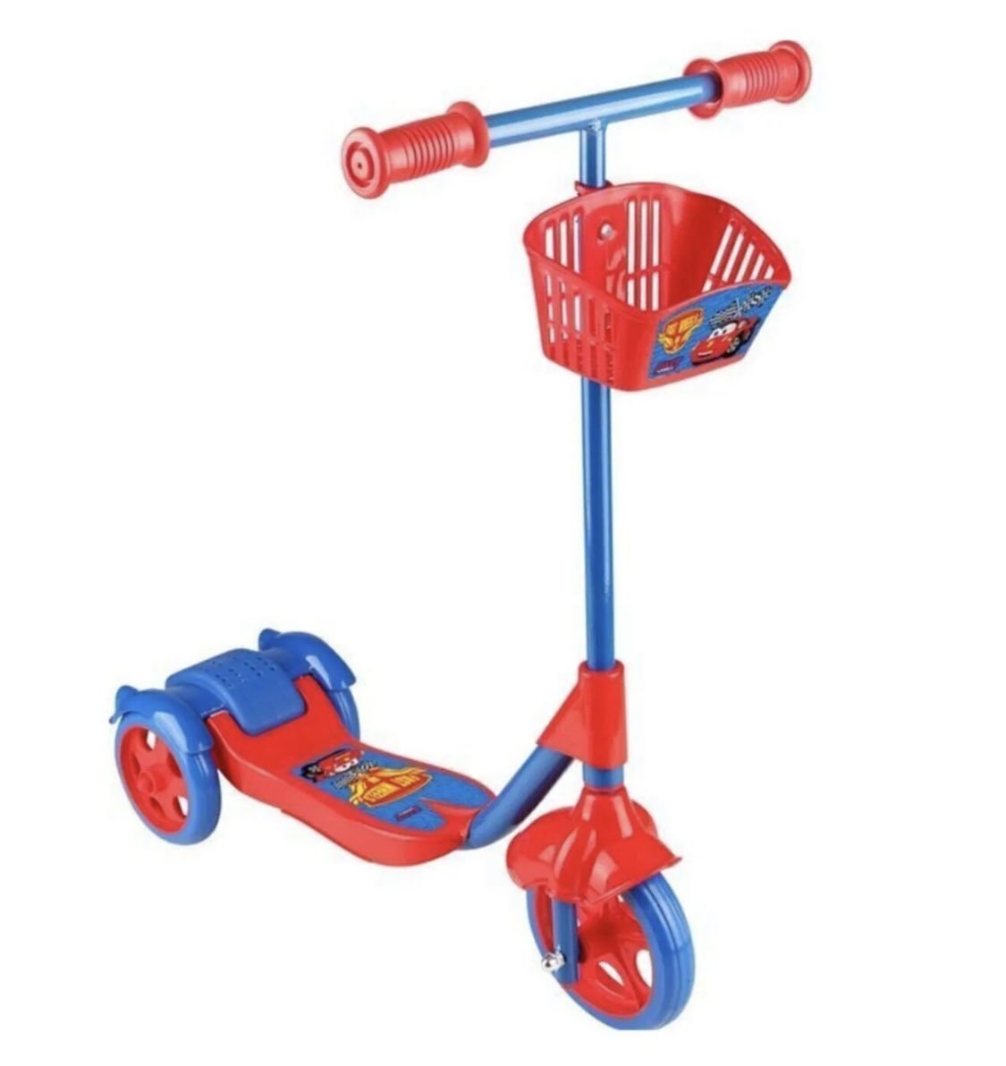 Unisex Çocuk Kırmızı Sepetli Frenli 3 Tekerlekli Scooter