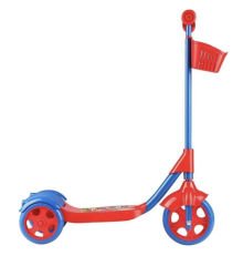 Unisex Çocuk Kırmızı Sepetli Frenli 3 Tekerlekli Scooter