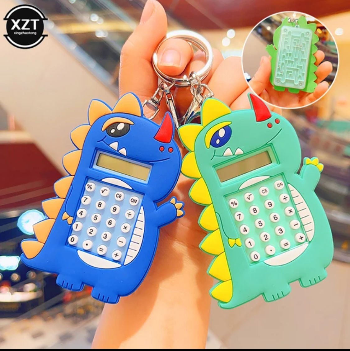 12Adet Mini hesap taşınabilir el cep hesap sessiz sevimli dinozor labirent anahtarlık
