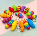 60 adet Renkli Slug salyangoz oyuncak belden esnek 3D Slug Fidget anahtarlık