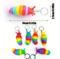 60 adet Renkli Slug salyangoz oyuncak belden esnek 3D Slug Fidget anahtarlık