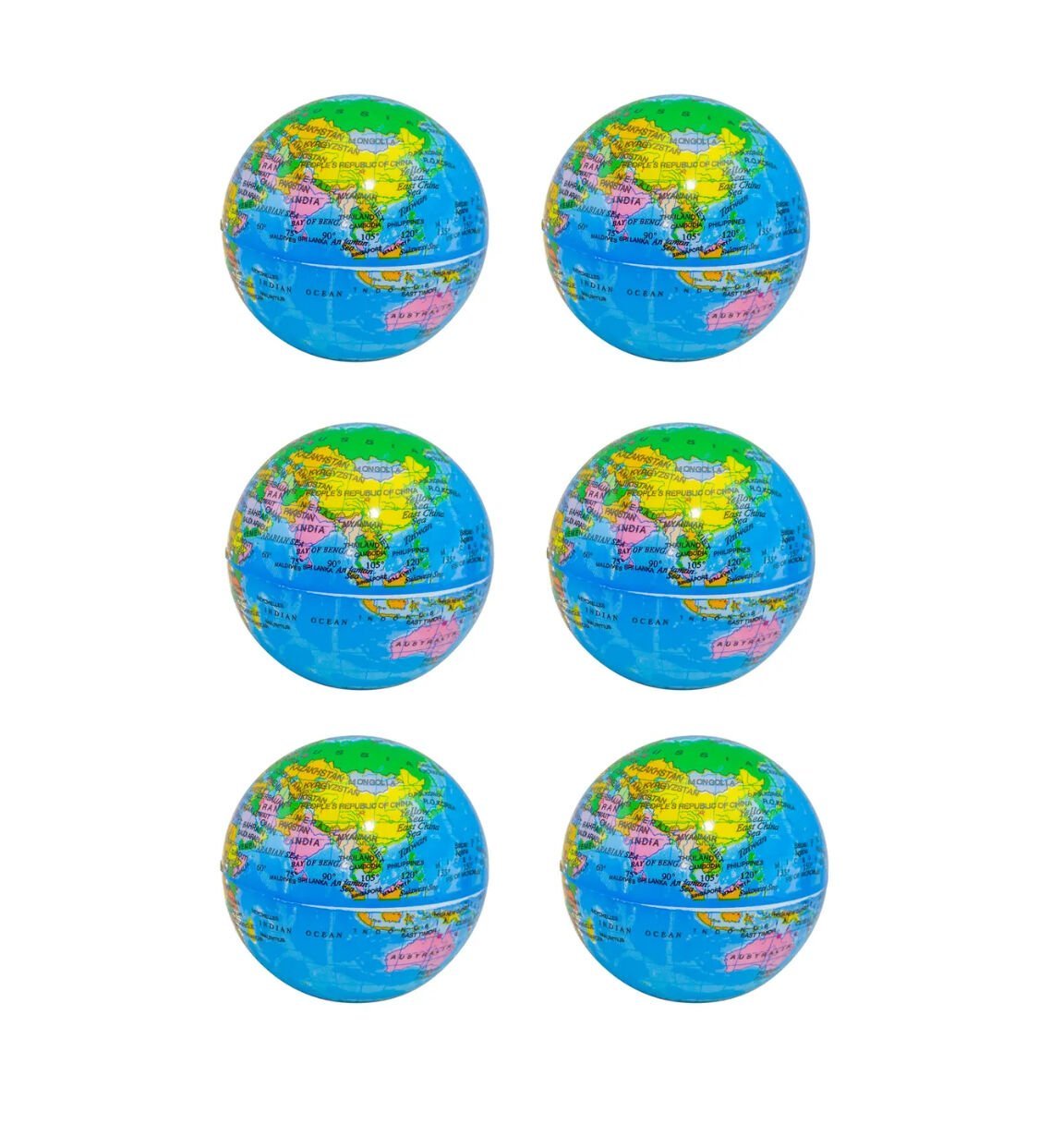 Toptan 6 Adet Dünyalı Stres Topu maxi Boy 12CM