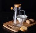 Toptan Bambu Kapaklı Vakumlu Yağlık  Borosilikat  Cam Yağlık Sirkelik Yağdanlık