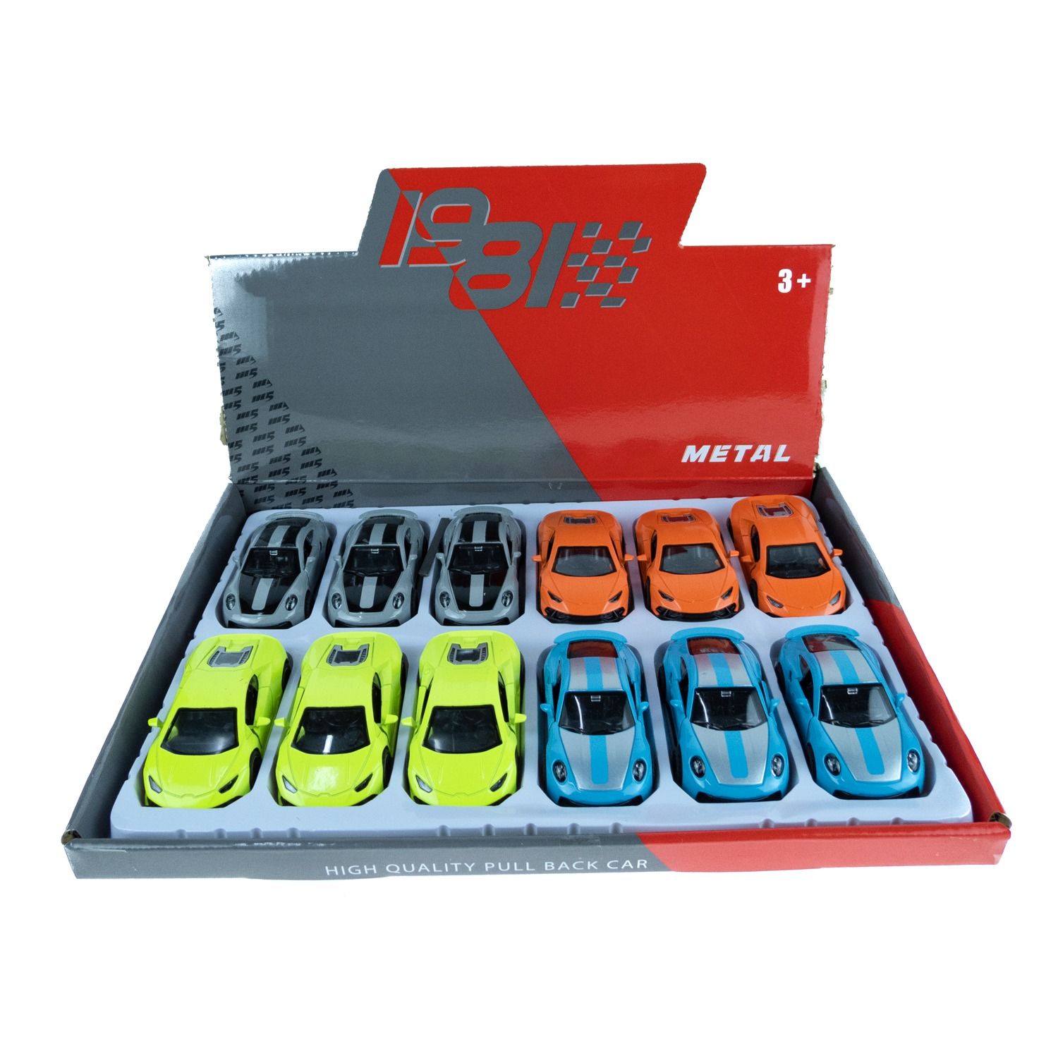 12 Adet Metal Oyuncak Spor Arabalar 10cm